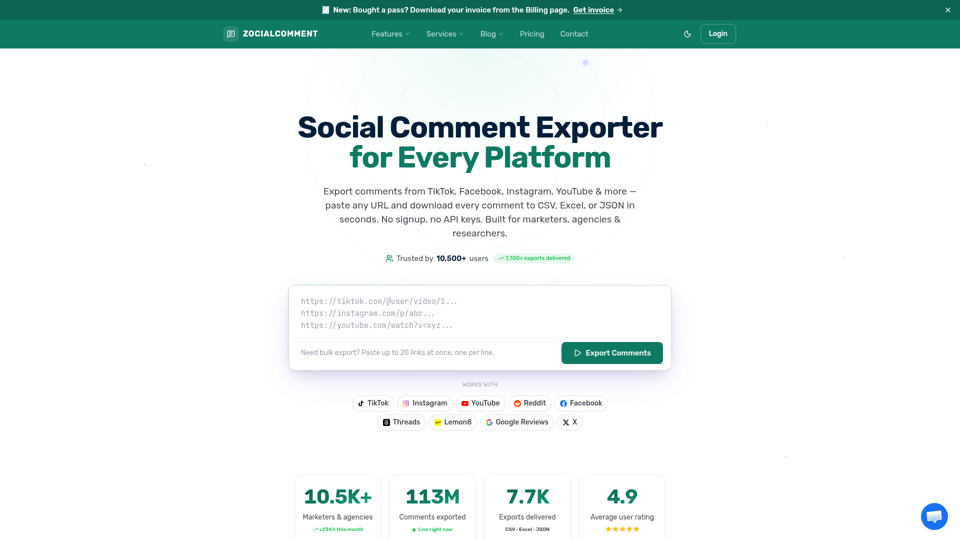 Comment Exporter screenshot