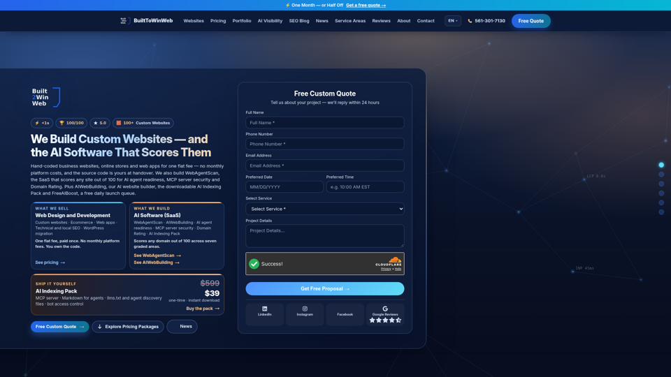 Custom Websites, AI Website Builder & AI SEO Tools screenshot