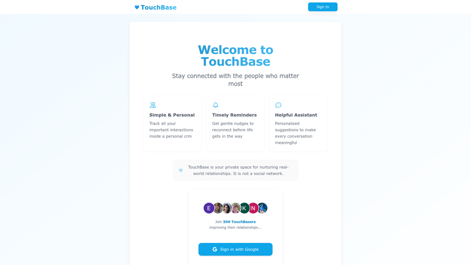 TouchBase screenshot