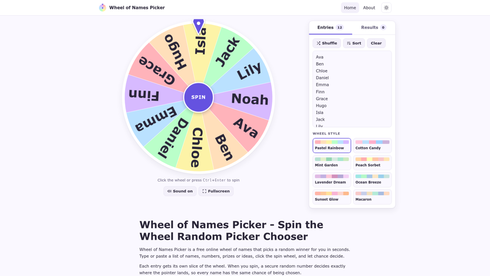 Wheel of Names Picker screenshot