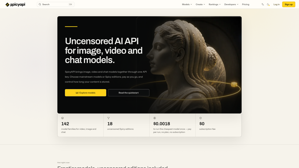 Uncensored AI API for Video & Image Models screenshot