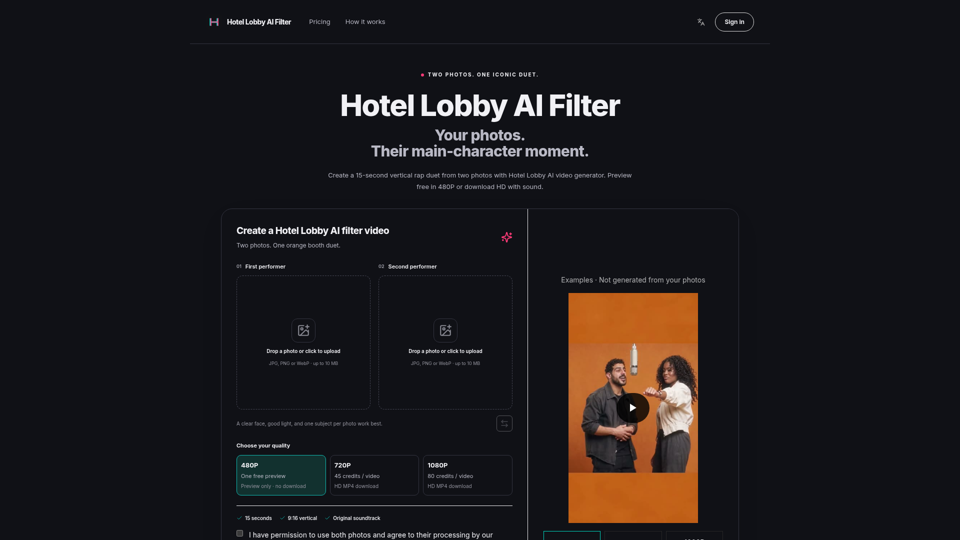 Hotel Lobby AI Filter screenshot