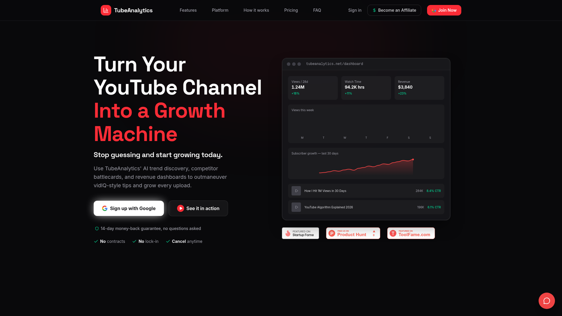 TubeAnalytics screenshot