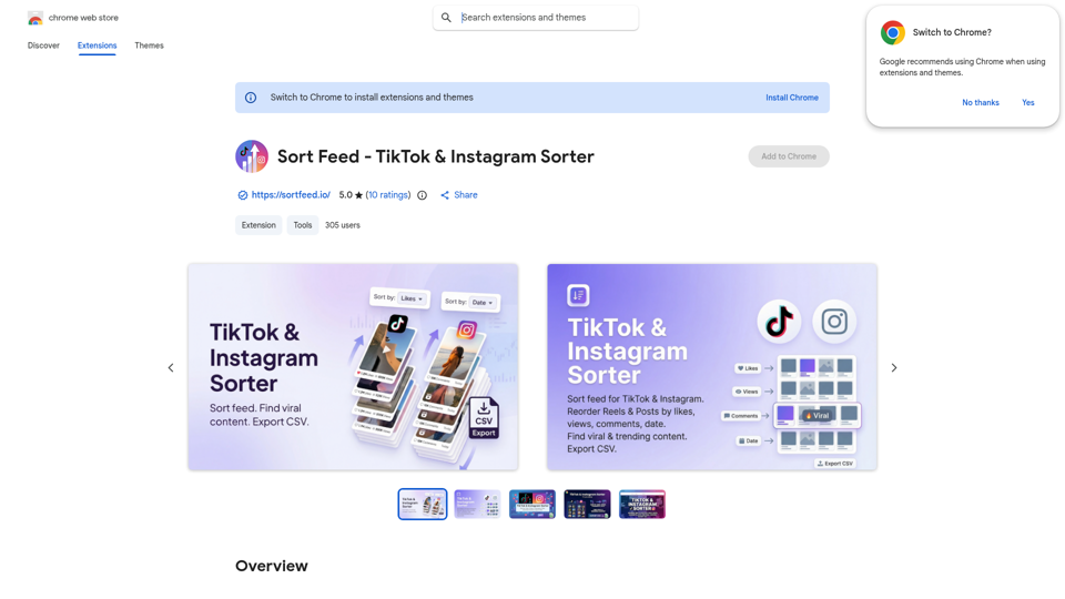 Sort Feed screenshot