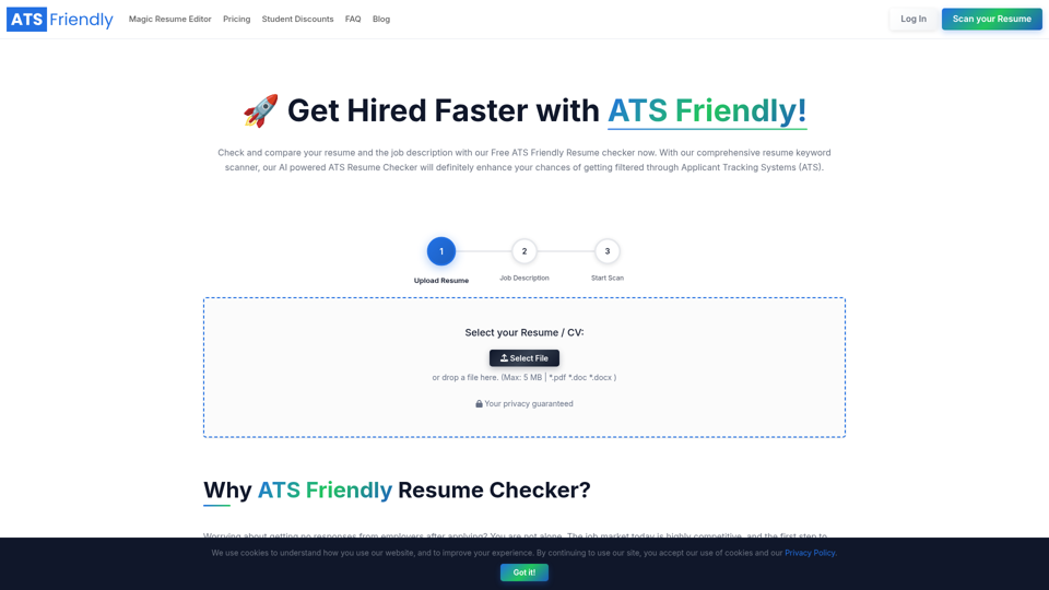 Free ATS Friendly Resume Checker screenshot