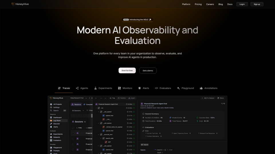 HoneyHive screenshot