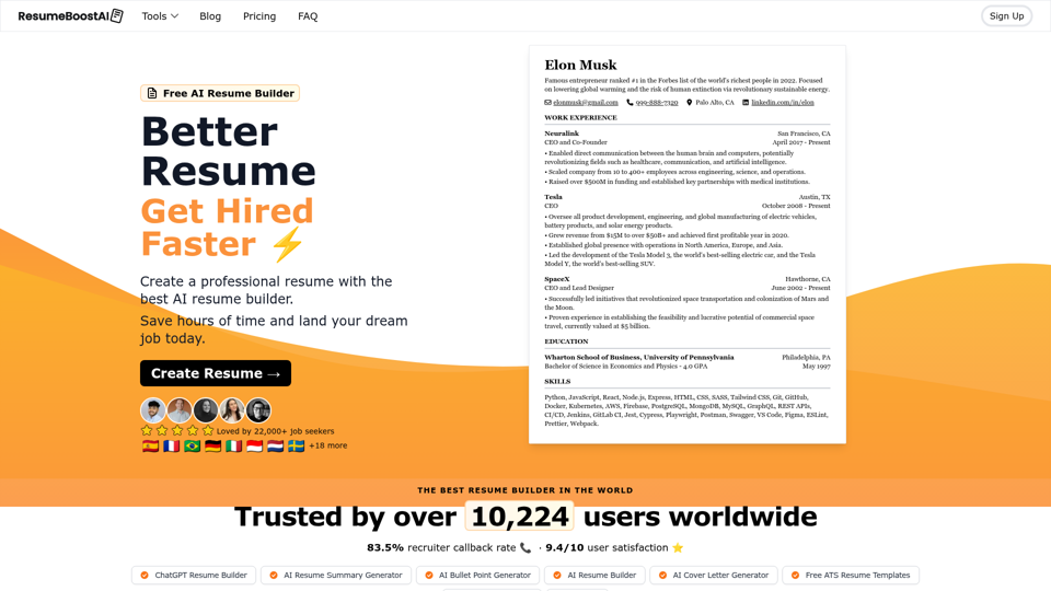 Free AI Resume Builder screenshot