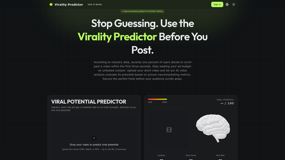 Virality Predictor screenshot