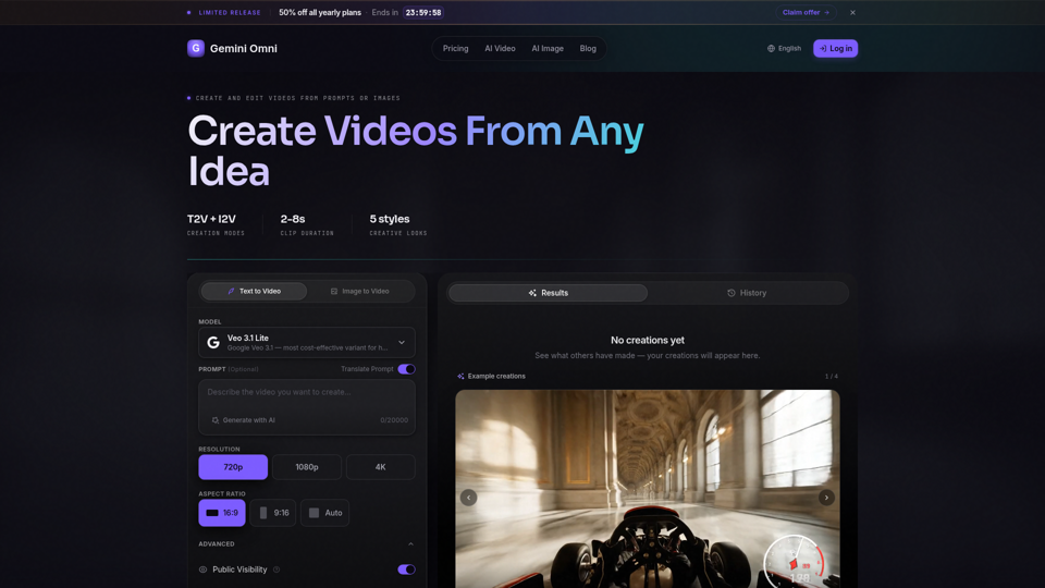 Gemini Omni AI Video Generator screenshot