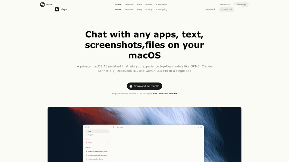 Haye · AI Chat Assistant for macOS screenshot