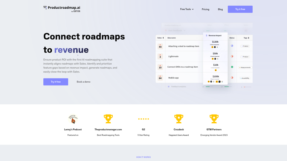 Product Roadmap screenshot
