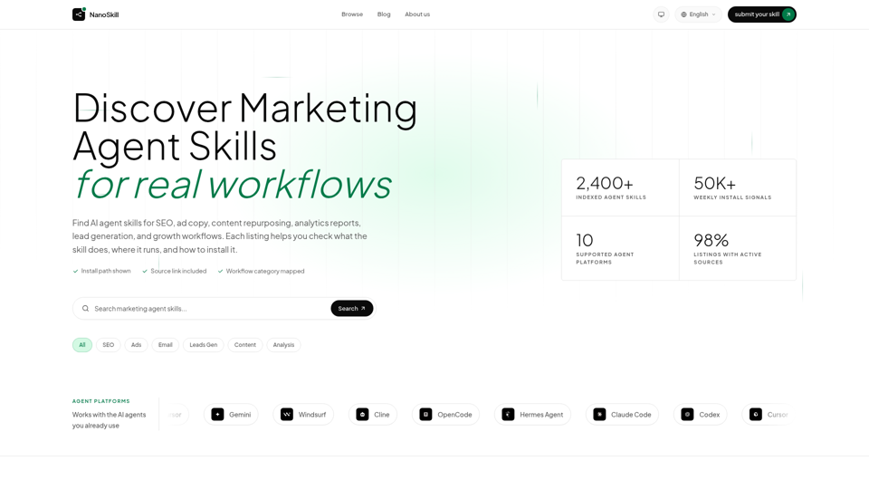 Marketing Agent Skills Directory screenshot