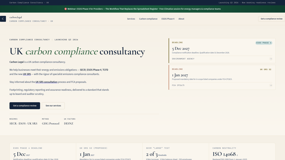 Carbon Compliance Consultancy UK screenshot