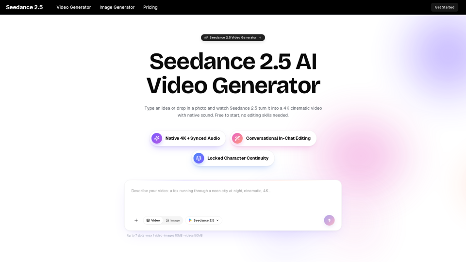 Seedance 2.5 AI Video Generator screenshot