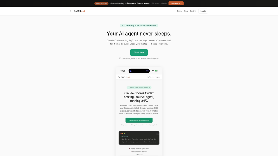 Claude Code & Codex Hosting screenshot