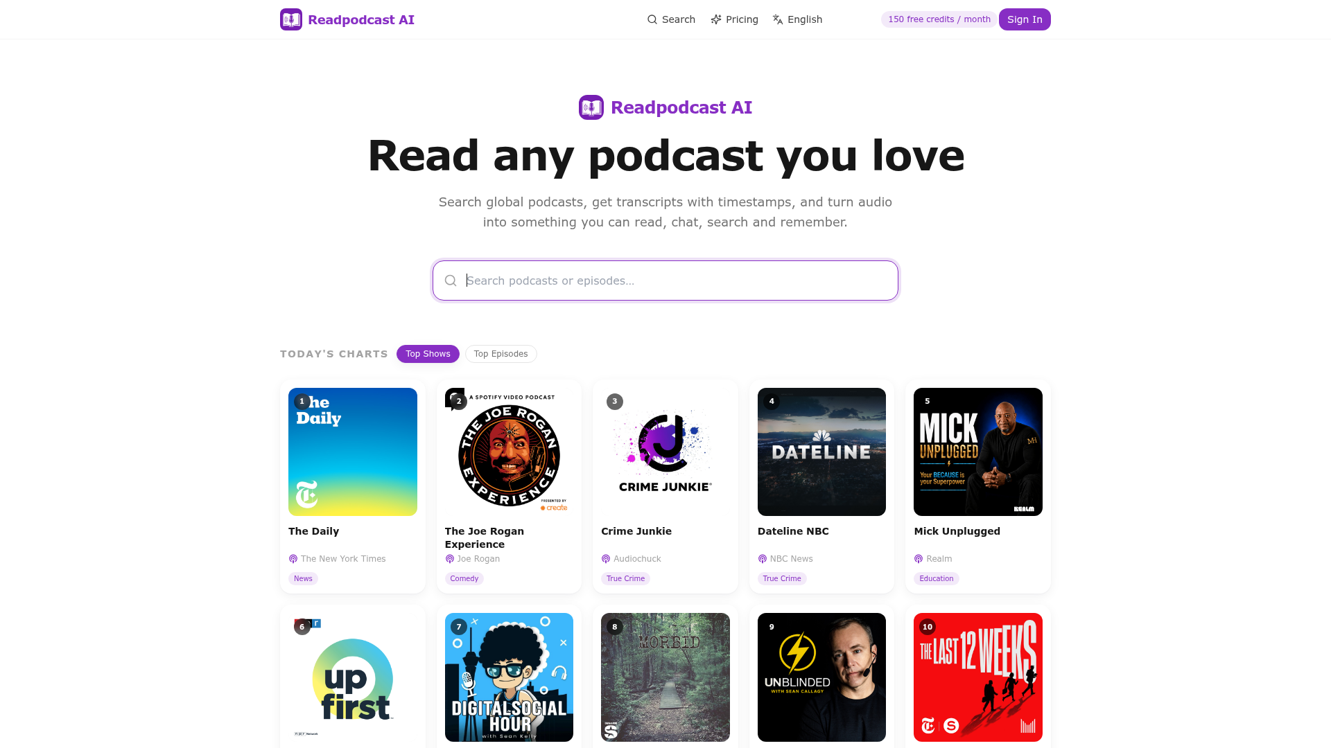 Readpodcast AI screenshot