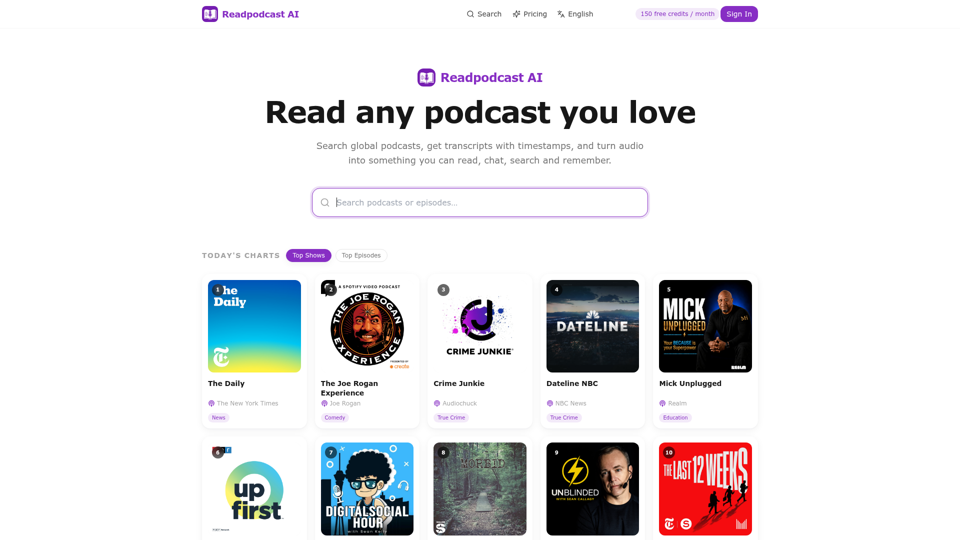 Readpodcast AI screenshot
