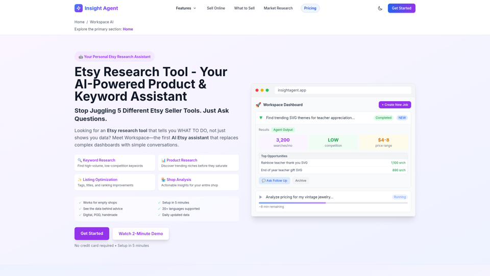 Etsy AI Research Tool screenshot