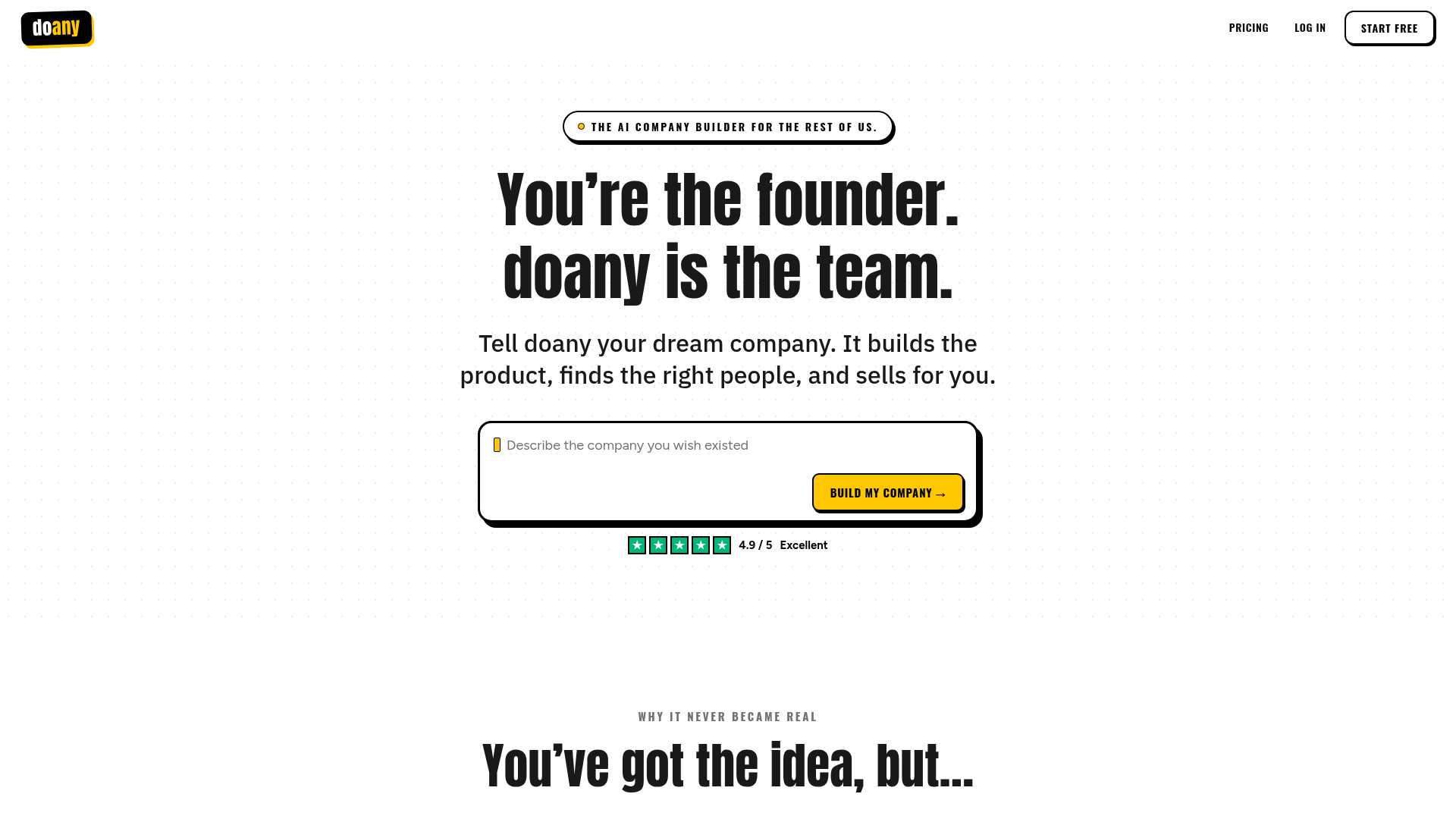 The AI Company Builder. Start a Business with AI. screenshot