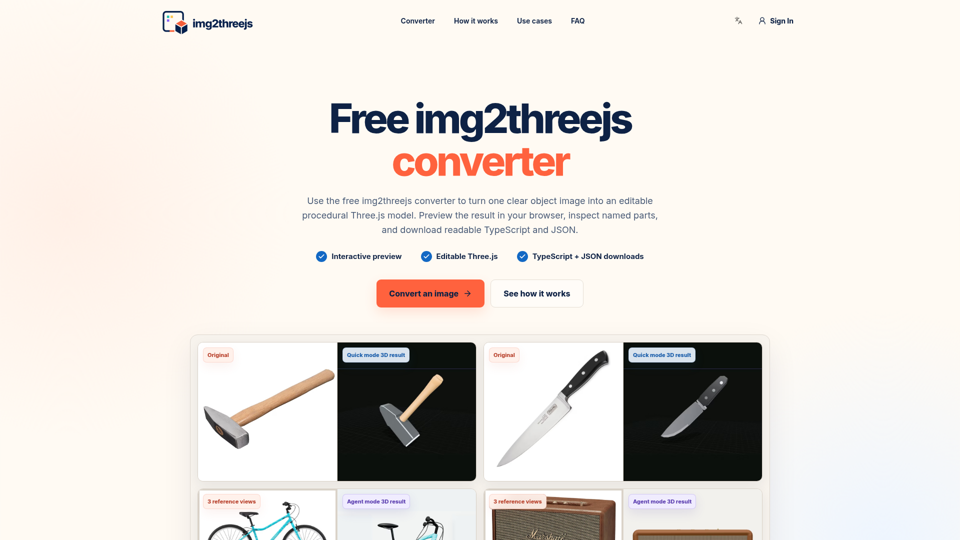 Free img2threejs converter screenshot