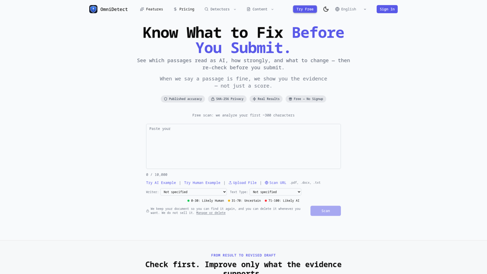 Free AI Content Detector & Checker screenshot