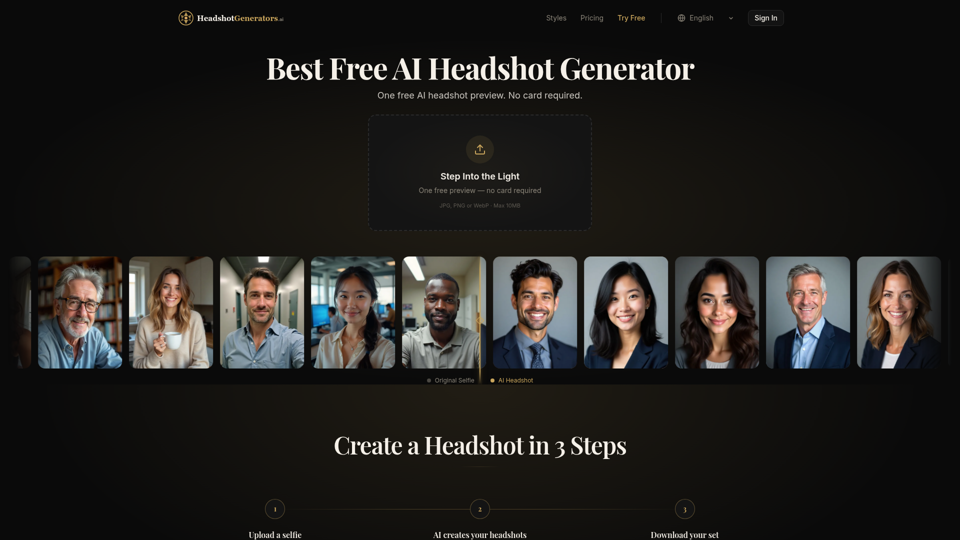 Best Free AI Headshot Generator screenshot