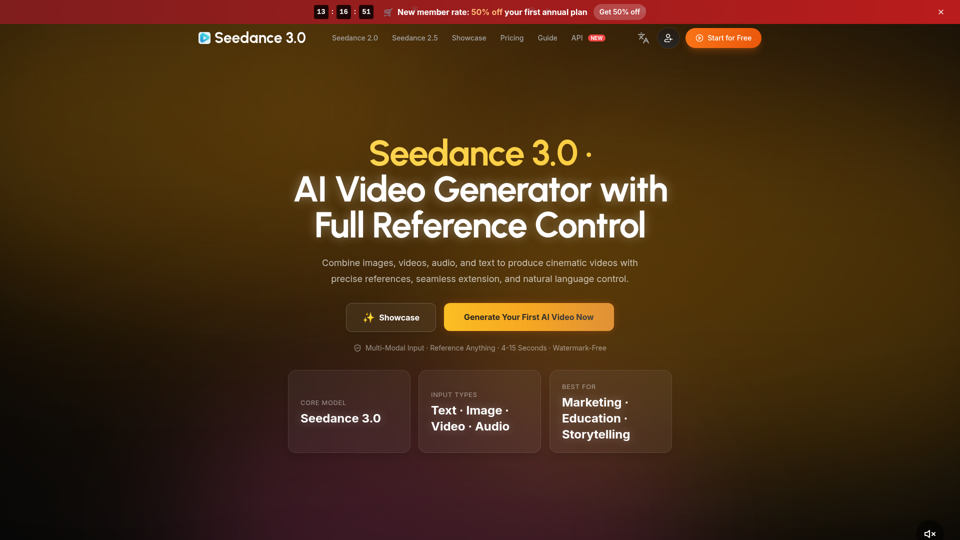 Seedance 3.0 AI Video Generator screenshot
