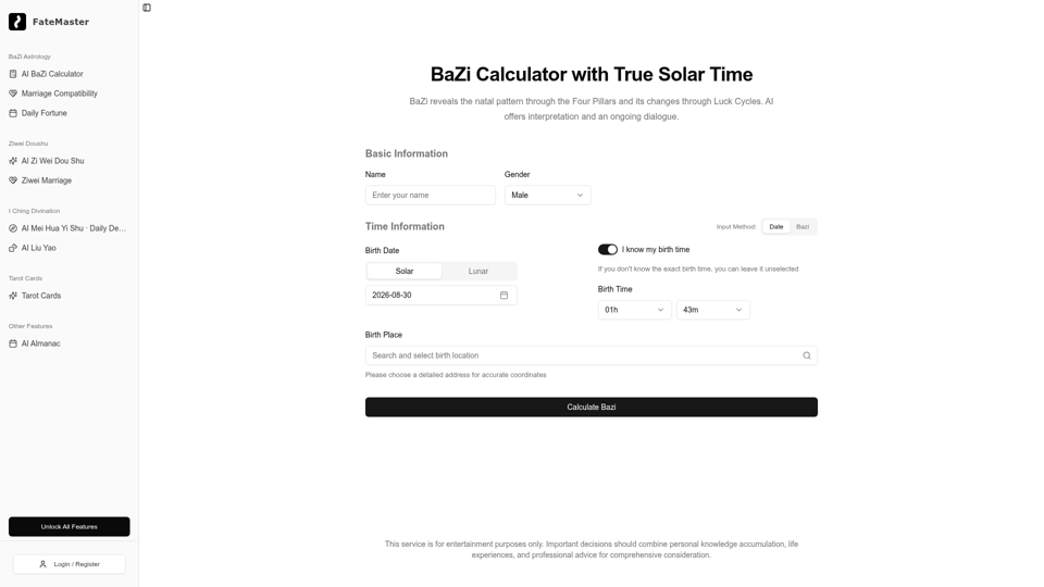 BaZi Calculator screenshot