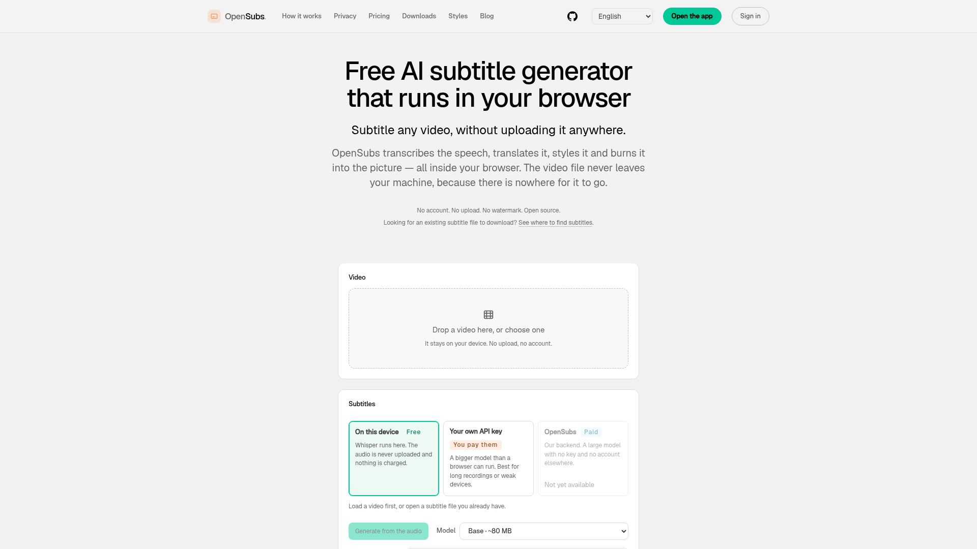 Free AI Subtitle Generator screenshot