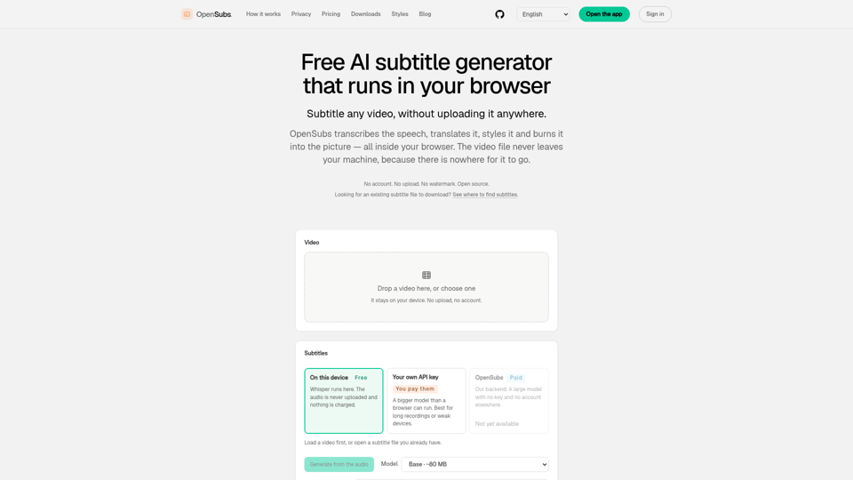 Free AI Subtitle Generator screenshot